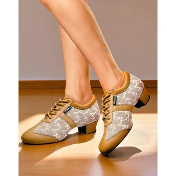 Women's Mesh Lace-Up Latin Dance Shoes - Breathable Professional Ballroom Practice Footwear with Low Heel for Performers
