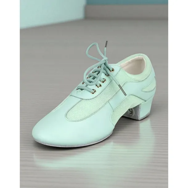Women's Mesh Lace-Up Latin Dance Shoes - Breathable Professional Ballroom Practice Footwear with Low Heel for Performers