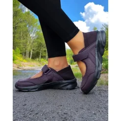 Women's Mesh Velcro - Strap Mary Jane Running Shoes – Breathable & Easy - Wear Style for Nature Walks, Shopping Trips & Camping Trips
