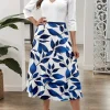 Women's Midi Dress A Line Dress Casual Dress Semi Formal Dress Casual Formal Party Work Regular Fit Leaf 3/4 Length Sleeve V Neck Navy Blue Summer Spring Fall