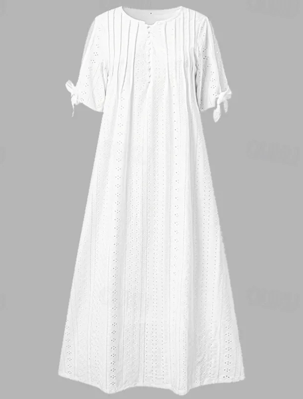 Women's Midi Dress A Line Dress Summer Dress Boho Dress Pleated Dress Elegant Fashion Modern Outdoor Vacation Daily Loose Fit Plain Short Sleeve V Neck White Pink Blue Green Summer Spring