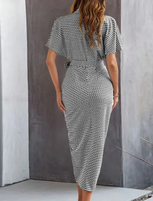 Women's Midi Dress Blazer Dress Stylish Casual Vacation Work Daily Regular Fit Plaid Stripe Half Sleeve Shirt Collar Black Brown Summer Spring Fall