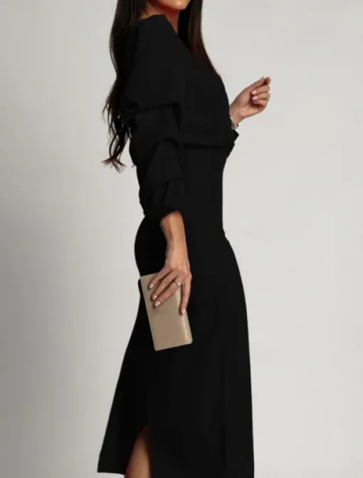 Women's Midi Dress Bodycon Dress Work Dresses Semi Formal Office Regular Fit Plain Long Sleeve V Neck Black Green Summer