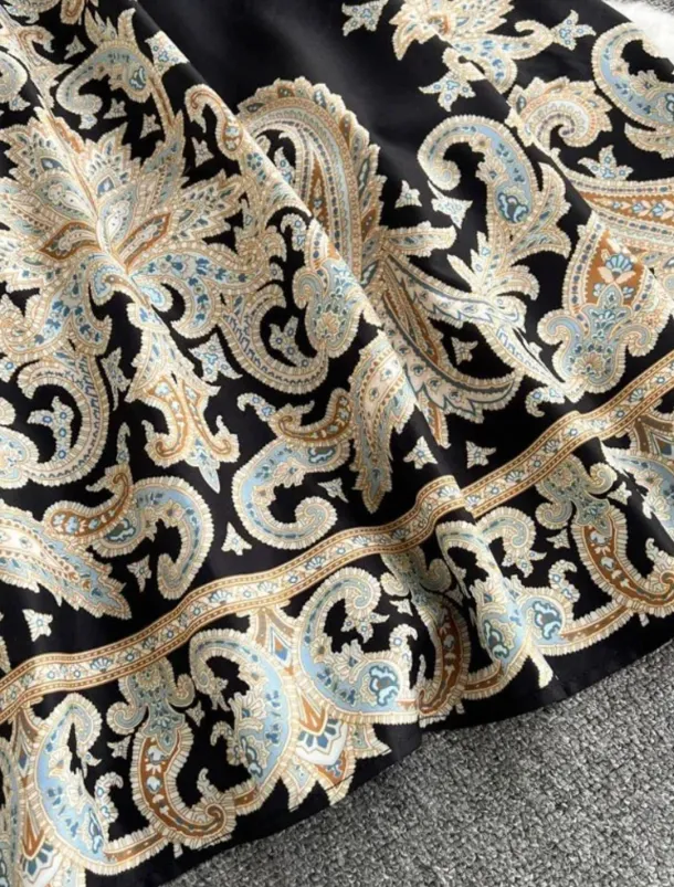 Women's Midi Dress Boho Dress Fashion Holiday Going out Weekend Regular Fit Flower Long Sleeve Shirt Collar Black Blue Apricot Summer