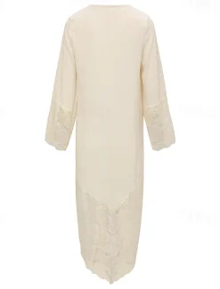 Women's Midi Dress Boho Dress Western Dress Fashion Outdoor Vacation Holiday Regular Fit Plain Long Sleeve V Neck Apricot Summer