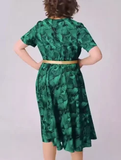 Women's Midi Dress Casual Dress A Line Dress Stylish Casual Vacation Daily Regular Fit Floral Short Sleeve Crew Neck V Neck Green Summer