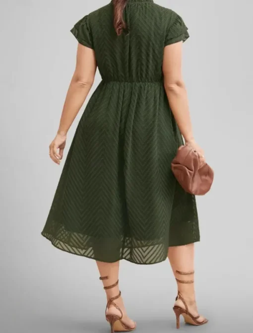 Women's Midi Dress Casual Dress A Line Dress Basic Casual Vacation Daily Regular Fit Plain Short Sleeve Crew Neck Army Green Summer