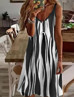 Women's Midi Dress Casual Dress Strap Dress Mini Dress Petite Dress Sundress Stylish Basic Sexy Vacation Daily Holiday Regular Fit Striped Sleeveless V Neck Black Wine Blue Green Summer Spring