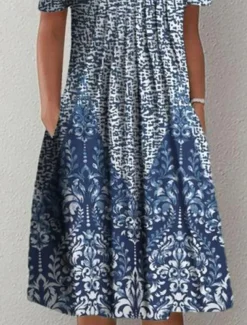 Women's Midi Dress Casual Dress Shift Dress Floral Print Ruched Print Crew Neck Basic Classic Daily Vacation Short Sleeve Summer Spring