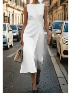 Women's Midi Dress Casual Dress Tank Dress Summer Dress Fashion Modern Daily Date Weekend Regular Fit Plain Sleeveless Crew Neck Black White Blue Green Summer
