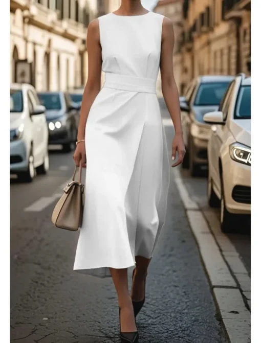 Women's Midi Dress Casual Dress Tank Dress Summer Dress Fashion Modern Daily Date Weekend Regular Fit Plain Sleeveless Crew Neck Black White Blue Green Summer