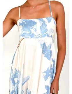 Women's Midi Dress Floral Dress Slip Dress Fashion Classic Vacation Going out Weekend Regular Fit Flower Sleeveless Spaghetti Strap Pink Blue Summer