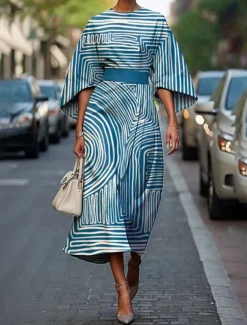 Women's Midi Dress Floral Dress Fashion Classic Modern Vacation Daily Holiday Regular Fit Flower Half Sleeve Crew Neck Black Light Green Blue Emerald Green Summer