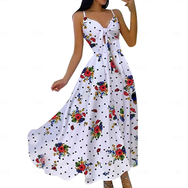 Women's Midi Dress Graduation Dress Swing Dress Summer Dress Slip Dress Fashion Outdoor Holiday Date Regular Fit Leopard Flower Sleeveless Straps Black White Ivory Red Summer