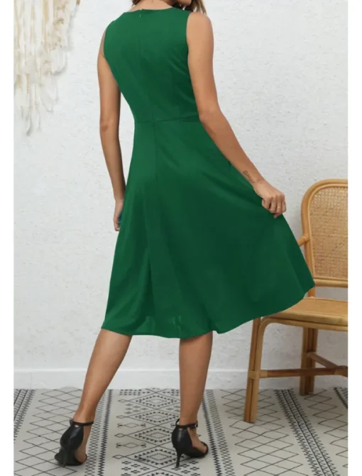 Women's Midi Dress Party Dress Cocktail Dress Fashion Party Birthday Date Regular Fit Plain Sleeveless V Neck Black Wine Blue Dark Green Summer