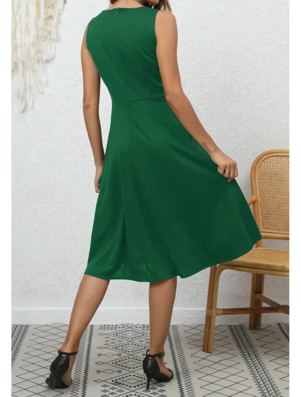 Women's Midi Dress Party Dress Cocktail Dress Fashion Party Birthday Date Regular Fit Plain Sleeveless V Neck Black Wine Blue Dark Green Summer