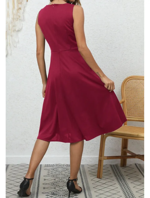 Women's Midi Dress Party Dress Cocktail Dress Fashion Party Birthday Date Regular Fit Plain Sleeveless V Neck Black Wine Blue Dark Green Summer