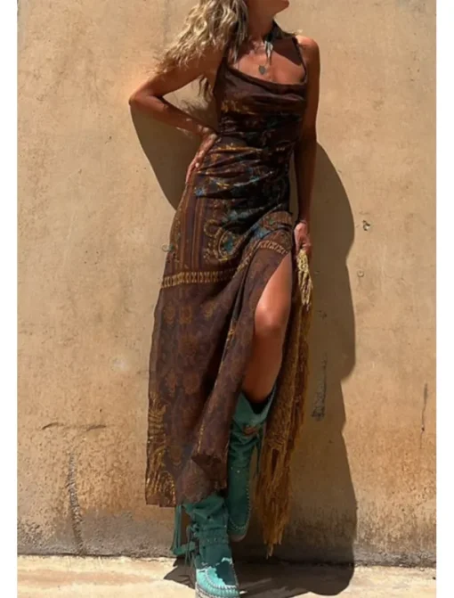 Women's Midi Dress Slip Dress Fashion Weekend Summer Dress Regular Fit Flower Sleeveless Spaghetti Strap Red Blue Brown Summer