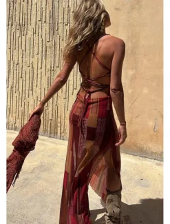 Women's Midi Dress Slip Dress Fashion Weekend Summer Dress Regular Fit Flower Sleeveless Spaghetti Strap Red Blue Brown Summer