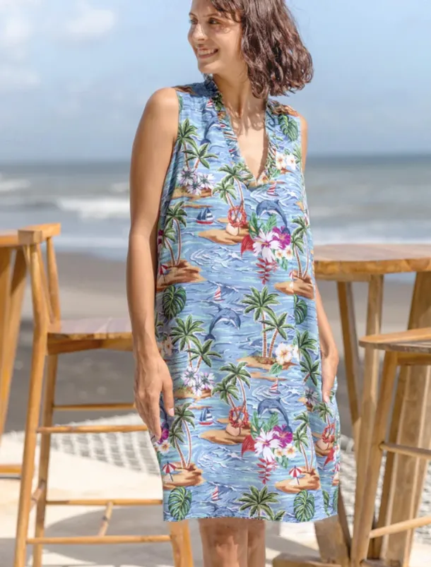 Women's Midi Dress Sundress Shift Dress Ruffle Dress Puff Sleeve Dress Vacation Party Birthday Party Going out Beach Floral Graphic Sleeveless V Neck Blue Orange off-white Summer Spring