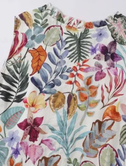 Women's Midi Dress Sundress Shift Dress Ruffle Dress Puff Sleeve Dress Vacation Party Birthday Party Going out Beach Floral Graphic Sleeveless V Neck Blue Orange off-white Summer Spring