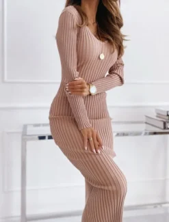 Women's Midi Dress Sweater Dress Knit Dress Jumper Dress Casual Dress Knitwear Warm Fashion Outdoor Casual Daily Regular Fit Pure Color Long Sleeve V Neck Black White khaki Fall Winter