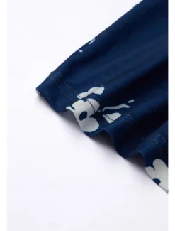 Women's Midi Dress T Shirt Dress Tee Dress Sundress Summer Dress Midi Dress Bohemia Sexy Boho Vacation Party Holiday Regular Fit Floral Short Sleeve Sweetheart Dark Blue Summer Spring