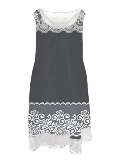 Women's Midi Dress Tank Dress Fashion Classic Outdoor Daily Weekend Regular Fit Graphic Geometric Sleeveless Crew Neck Light Grey Spring Fall