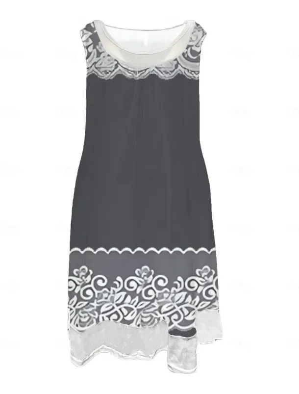 Women's Midi Dress Tank Dress Fashion Classic Outdoor Daily Weekend Regular Fit Graphic Geometric Sleeveless Crew Neck Light Grey Spring Fall