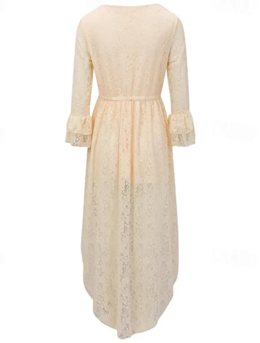 Women's Midi Dress Vintage Dress Vintage Fashion Outdoor Vacation Weekend Regular Fit Plain Long Sleeve V Neck Beige Summer