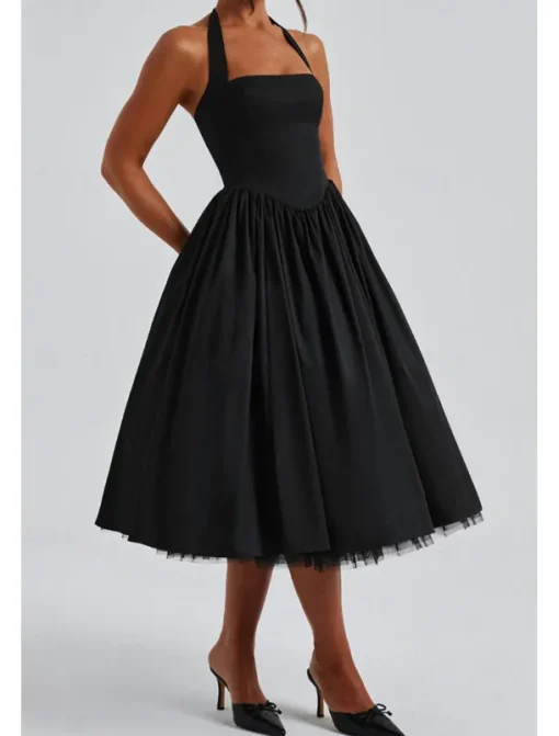 Women's Midi Dress White Dress Graduation Dress Fashion Modern Birthday Holiday Graduation Regular Fit Plain Sleeveless Halter Neck Black White Red Summer