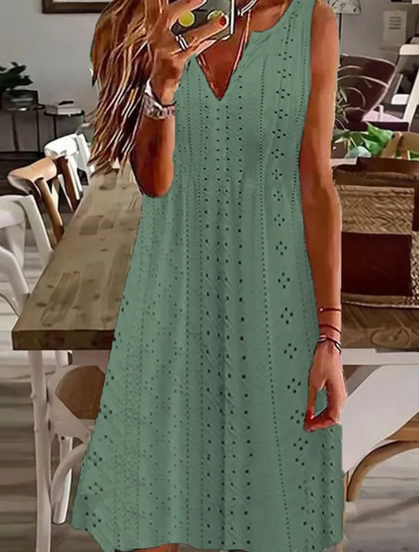 Women's Midi Dress White Dress Casual Dress Tank Dress Boho Dress Basic Classic Casual Outdoor Daily Regular Fit Plain Sleeveless Split Neck Black White Pink Green Summer Spring