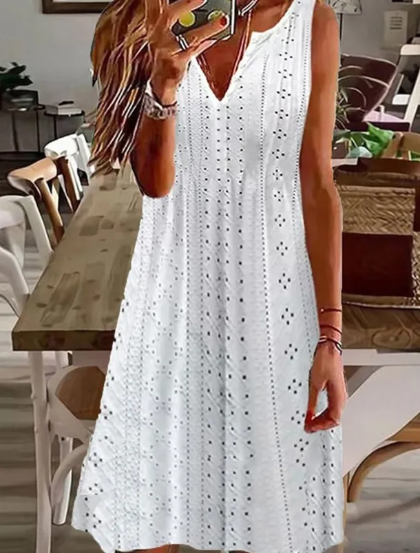 Women's Midi Dress White Dress Casual Dress Tank Dress Boho Dress Basic Classic Casual Outdoor Daily Regular Fit Plain Sleeveless Split Neck Black White Pink Green Summer Spring