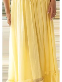 Women's Midi Dress White Dress Slip Dress Fashion Graduation Date Going out Regular Fit Plain Sleeveless Spaghetti Strap White Yellow Summer