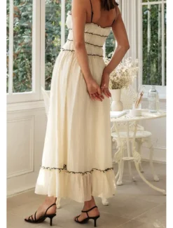 Women's Midi Dress White Dress Slip Dress Fashion Graduation Date Going out Regular Fit Plain Sleeveless Spaghetti Strap White Yellow Summer