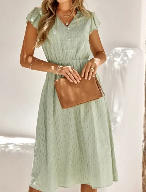 Women's Midi Dress White Dress Casual Dress A Line Dress Stylish Basic Casual Vacation Daily Regular Fit Plain Sleeveless V Neck White Green Summer Spring