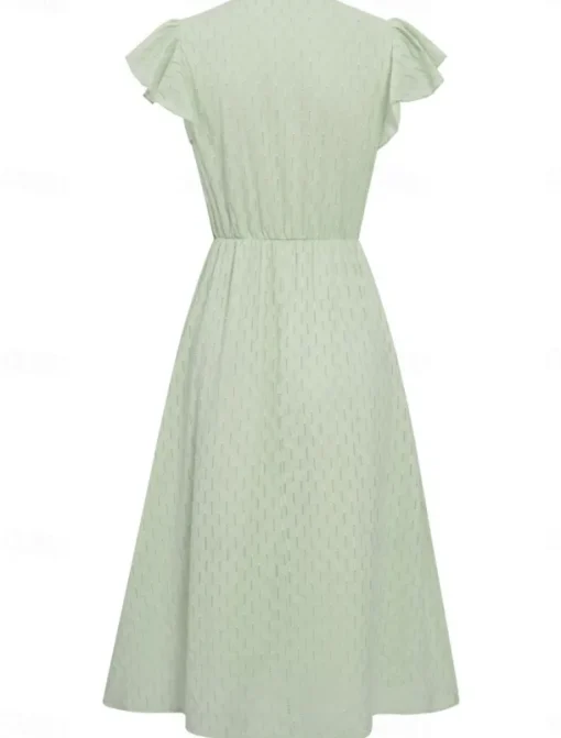 Women's Midi Dress White Dress Casual Dress A Line Dress Stylish Basic Casual Vacation Daily Regular Fit Plain Sleeveless V Neck White Green Summer Spring