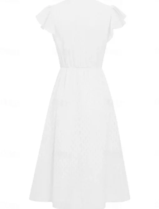 Women's Midi Dress White Dress Casual Dress A Line Dress Stylish Basic Casual Vacation Daily Regular Fit Plain Sleeveless V Neck White Green Summer Spring