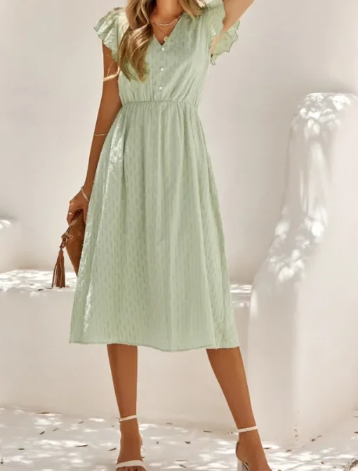 Women's Midi Dress White Dress Casual Dress A Line Dress Stylish Basic Casual Vacation Daily Regular Fit Plain Sleeveless V Neck White Green Summer Spring