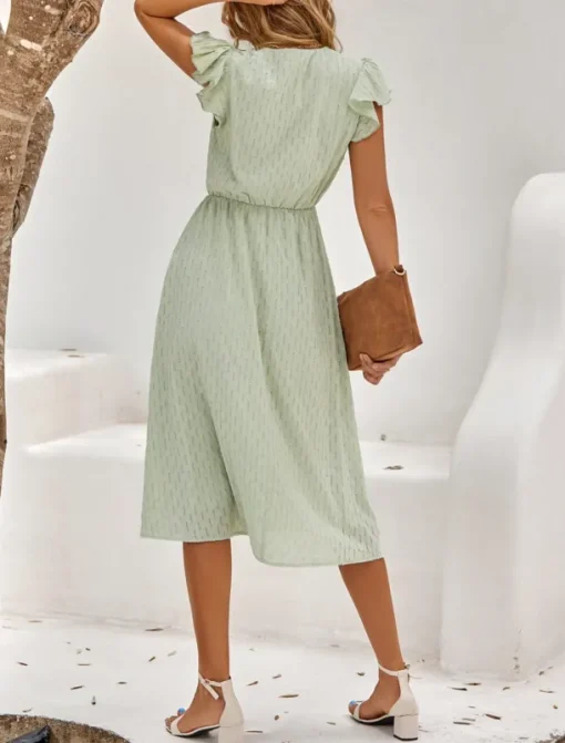 Women's Midi Dress White Dress Casual Dress A Line Dress Stylish Basic Casual Vacation Daily Regular Fit Plain Sleeveless V Neck White Green Summer Spring