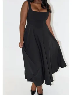 Women's Midi Dress White Dress Graduation Dress Slip Dress Fashion Birthday Graduation Date Regular Fit Plain Sleeveless Spaghetti Strap Black White Summer