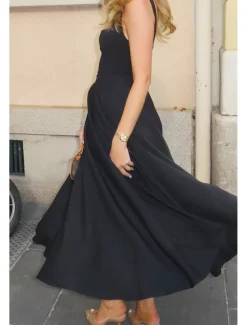 Women's Midi Dress White Dress Graduation Dress Slip Dress Fashion Birthday Graduation Date Regular Fit Plain Sleeveless Spaghetti Strap Black White Summer