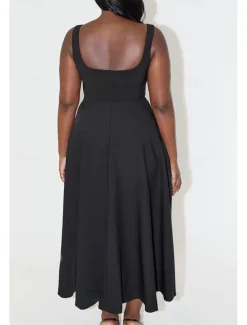 Women's Midi Dress White Dress Graduation Dress Slip Dress Fashion Birthday Graduation Date Regular Fit Plain Sleeveless Spaghetti Strap Black White Summer