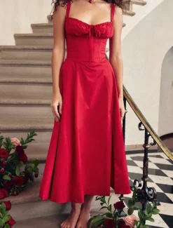 Women's Midi Dress White Dress Graduation Dress Party Dress Fashion Modern Party Birthday Evening Party Regular Fit Plain Sleeveless U Neck Black White Red Summer