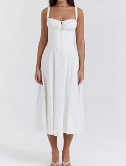 Women's Midi Dress White Dress Graduation Dress Party Dress Fashion Modern Party Birthday Evening Party Regular Fit Plain Sleeveless U Neck Black White Red Summer