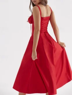 Women's Midi Dress White Dress Graduation Dress Party Dress Fashion Modern Party Birthday Evening Party Regular Fit Plain Sleeveless U Neck Black White Red Summer