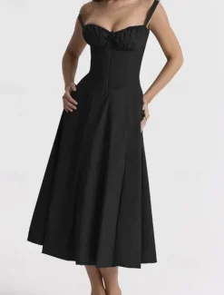 Women's Midi Dress White Dress Graduation Dress Party Dress Fashion Modern Party Birthday Evening Party Regular Fit Plain Sleeveless U Neck Black White Red Summer