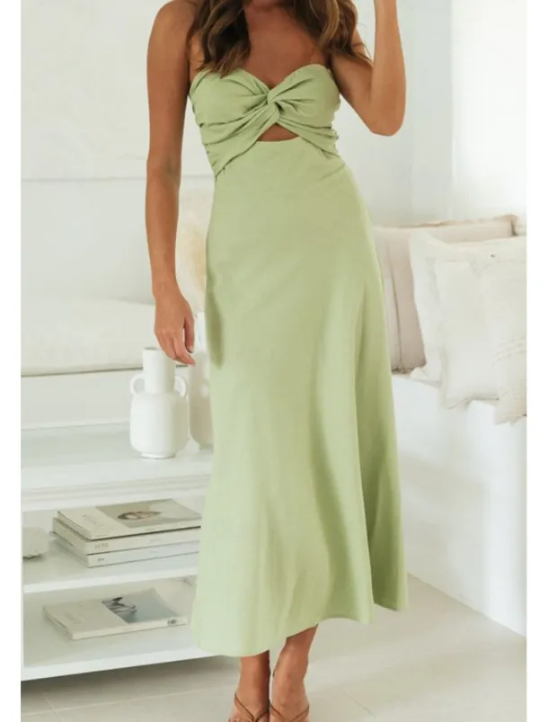 Women's Midi Dress White Dress Graduation Dress Fashion Vacation Birthday Holiday Regular Fit Plain Sleeveless Strapless White Yellow Green Summer