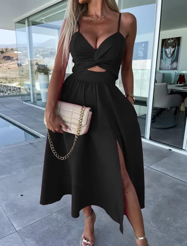 Women's Midi Dress White Dress Graduation Dress Slip Dress A Line Wedding Party Date Regular Fit Sleeveless Strap Black White Pink Fuchsia Summer