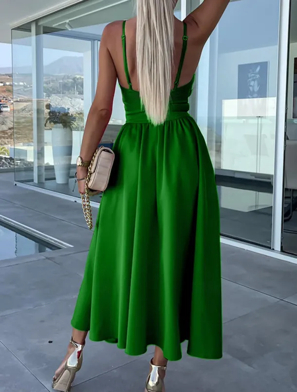 Women's Midi Dress White Dress Graduation Dress Slip Dress A Line Wedding Party Date Regular Fit Sleeveless Strap Black White Pink Fuchsia Summer